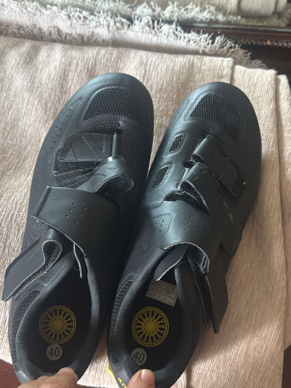 Womens Black Cycling Shoes with Secure Velcro Straps